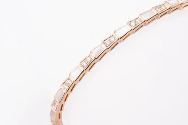 BVLGARI Serpenti Viper 18ct Rosegold, 0.97ct Diamond and MOP Bracelet