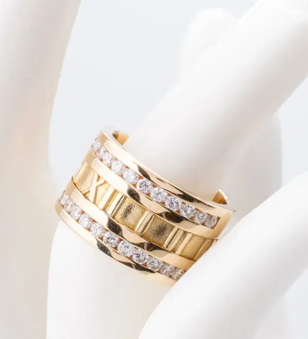 Tiffany & Co Atlas Numeric Ring 18k Yellow Gold 1 Carat Diamonds