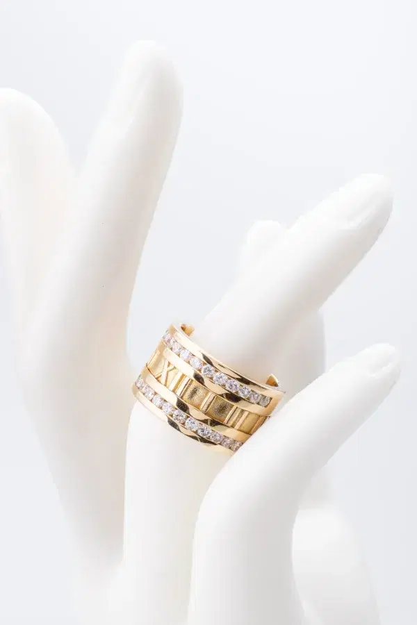Tiffany & Co Atlas Numeric Ring 18k Yellow Gold 1 Carat Diamonds