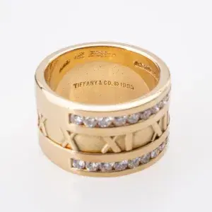 Tiffany & Co Atlas Numeric Ring 18k Yellow Gold 1 Carat Diamonds