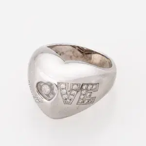 Chopard Happy Diamonds Large Heart Ring 18k White Gold Diamond