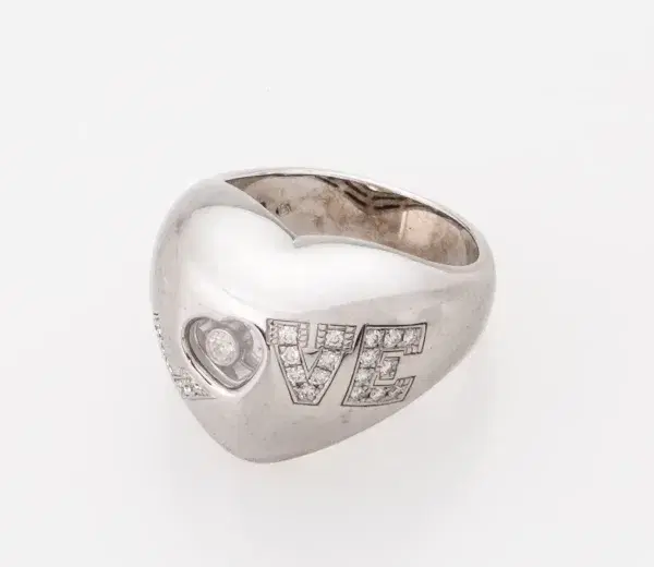 Chopard Happy Diamonds Large Heart Ring 18k White Gold Diamond