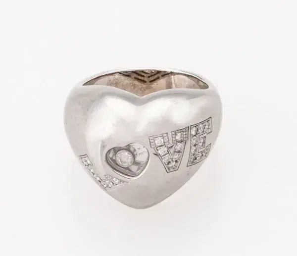 Chopard Happy Diamonds Large Heart Ring 18k White Gold Diamond