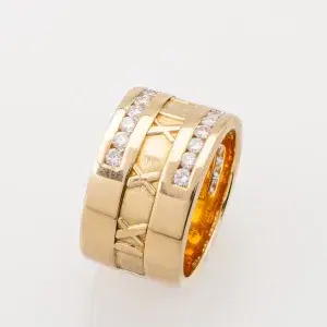 Tiffany & Co Atlas Numeric Ring 18k Yellow Gold 1 Carat Diamonds