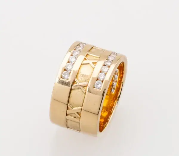 Tiffany & Co Atlas Numeric Ring 18k Yellow Gold 1 Carat Diamonds