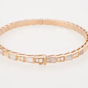 BVLGARI Serpenti Viper 18ct Rosegold, 0.97ct Diamond and MOP Bracelet