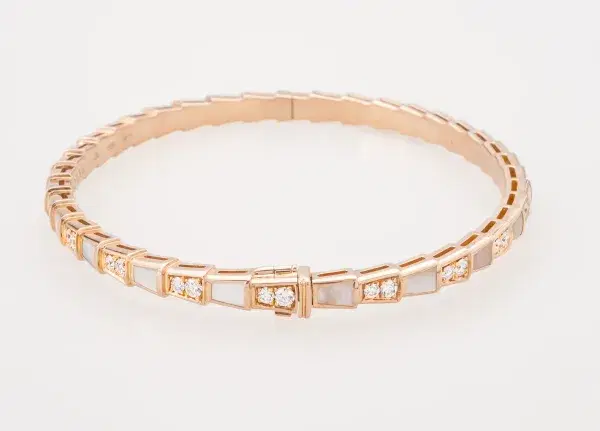 BVLGARI Serpenti Viper 18ct Rosegold, 0.97ct Diamond and MOP Bracelet