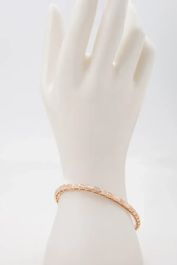 BVLGARI Serpenti Viper 18ct Rosegold, 0.97ct Diamond and MOP Bracelet