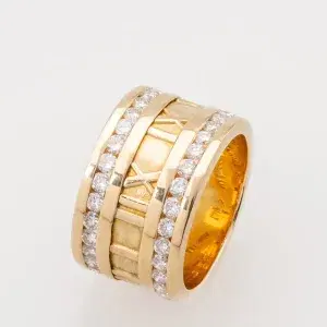 Tiffany & Co Atlas Numeric Ring 18k Yellow Gold 1 Carat Diamonds