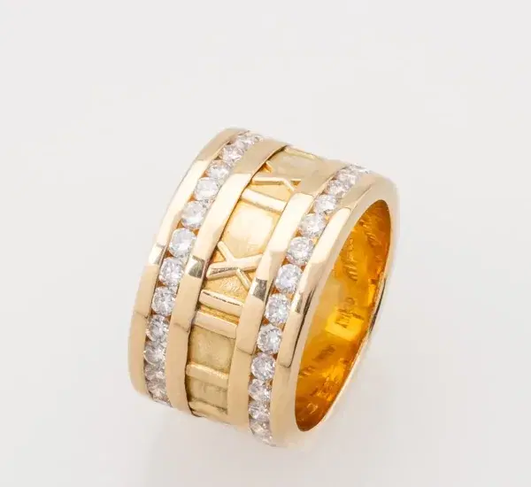 Tiffany & Co Atlas Numeric Ring 18k Yellow Gold 1 Carat Diamonds