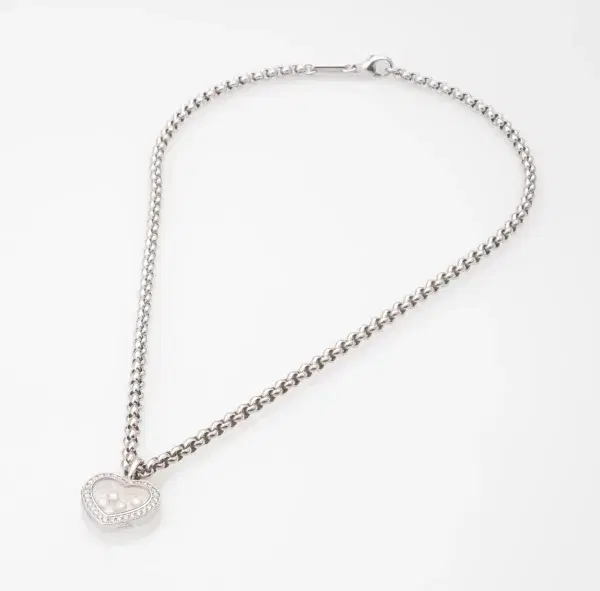 Chopard Happy Diamonds Heart 1.25ct Large 18k White Gold Diamond Pendant Necklace