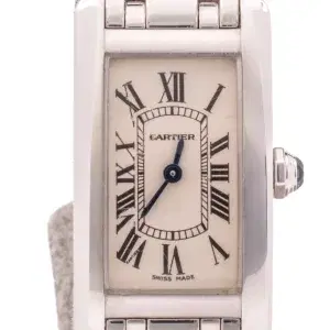 Cartier Tank Americaine Ladies Watch 18k White Gold Cartier Box & Service