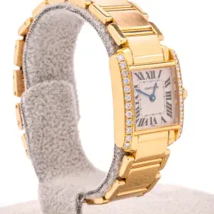 Cartier Tank Francaise Small Ladies Diamond Watch 18k Yellow Gold
