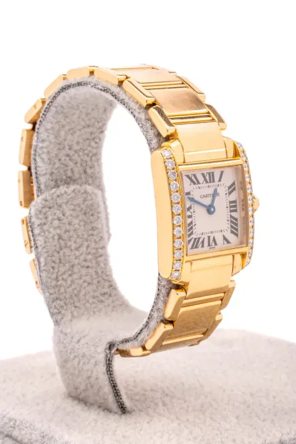 Cartier Tank Francaise Small Ladies Diamond Watch 18k Yellow Gold