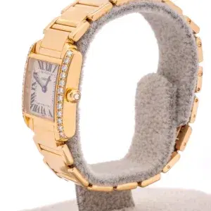 Cartier Tank Francaise Small Ladies Diamond Watch 18k Yellow Gold