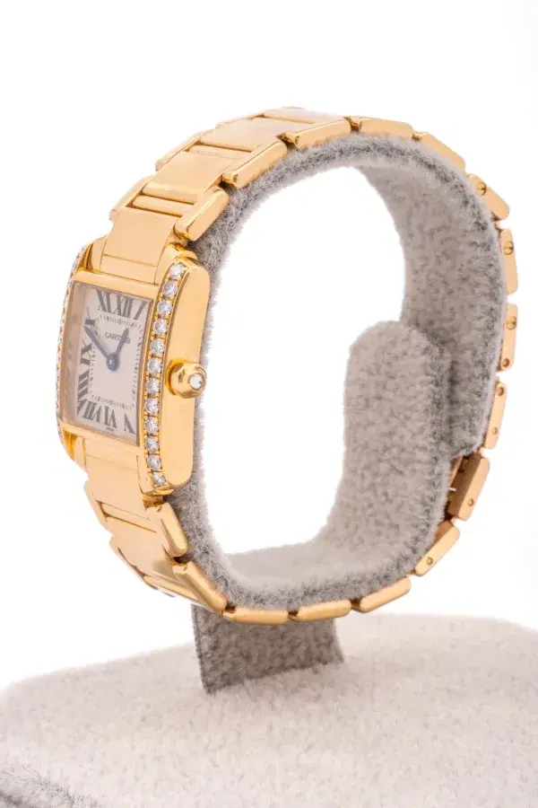 Cartier Tank Francaise Small Ladies Diamond Watch 18k Yellow Gold