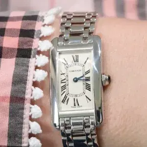 Cartier Tank Americaine Ladies Watch 18k White Gold Cartier Box & Service