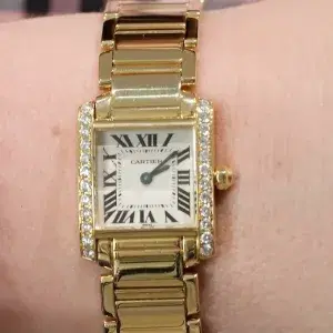 Cartier Tank Francaise Small Ladies Diamond Watch 18k Yellow Gold