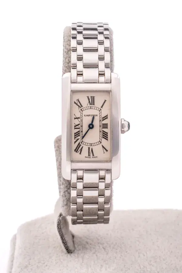 Cartier Tank Americaine Ladies Watch 18k White Gold Cartier Box & Service