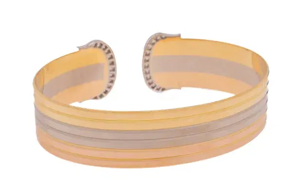 Cartier Double C 18k Tri-Gold Diamond Cuff Bracelet