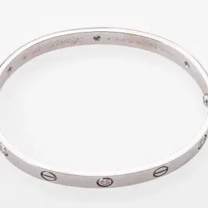 Cartier LOVE 18k White Gold and Four Diamonds Bracelet Size 18