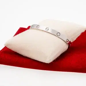 Cartier LOVE 18k White Gold and Four Diamonds Bracelet Size 18