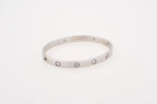 Cartier LOVE 18k White Gold and Four Diamonds Bracelet Size 18