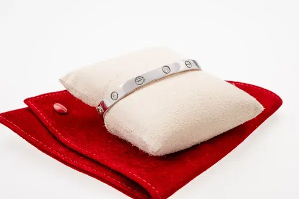 Cartier LOVE 18k White Gold and Four Diamonds Bracelet Size 18