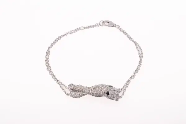 Cartier ‘Panthere’ Diamond Sapphire 18k White Gold Bracelet