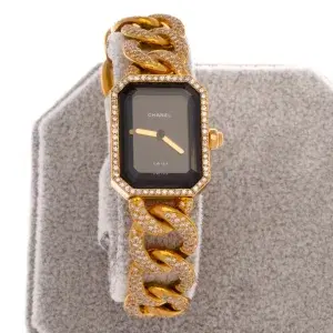 Chanel Premiere 18k Gold and 3.9 ct Diamond Pave Watch