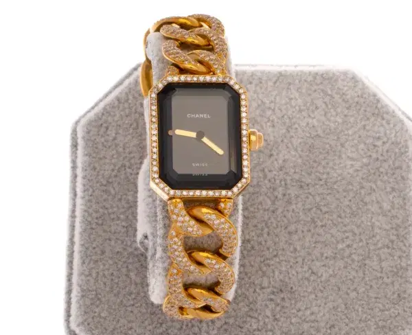Chanel Premiere 18k Gold and 3.9 ct Diamond Pave Watch