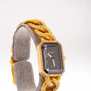 Chanel Premiere 18k Gold and 3.9 ct Diamond Pave Watch