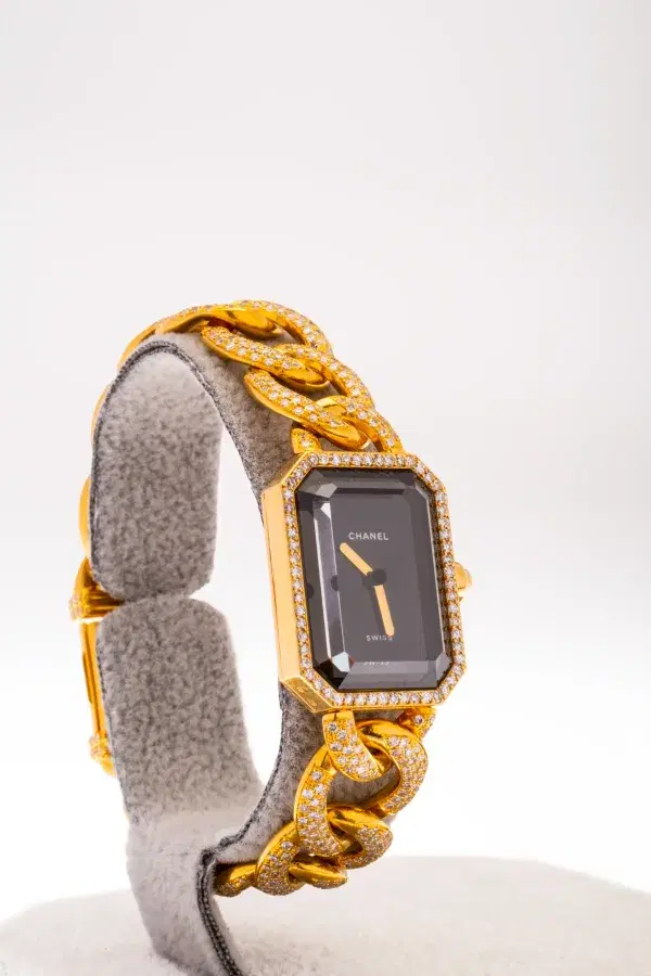 Chanel Premiere 18k Gold and 3.9 ct Diamond Pave Watch