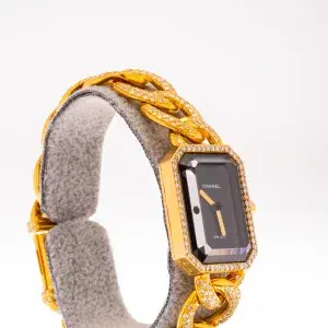 Chanel Premiere 18k Gold and 3.9 ct Diamond Pave Watch