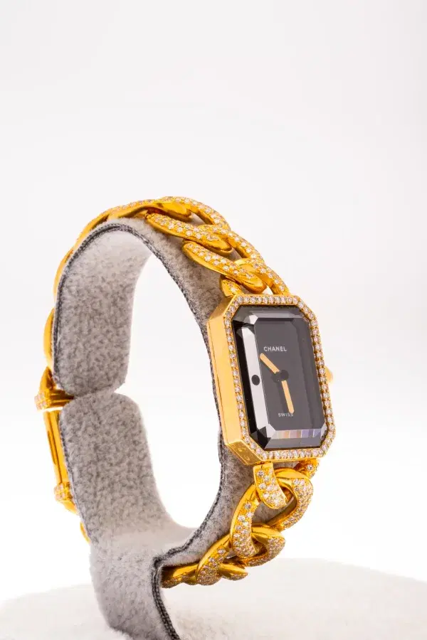 Chanel Premiere 18k Gold and 3.9 ct Diamond Pave Watch