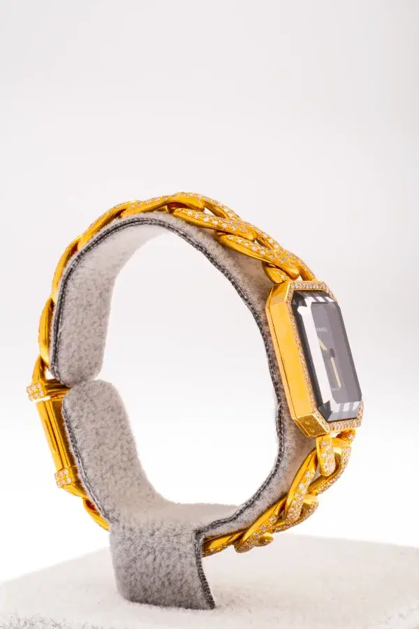 Chanel Premiere 18k Gold and 3.9 ct Diamond Pave Watch