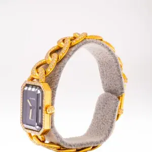 Chanel Premiere 18k Gold and 3.9 ct Diamond Pave Watch