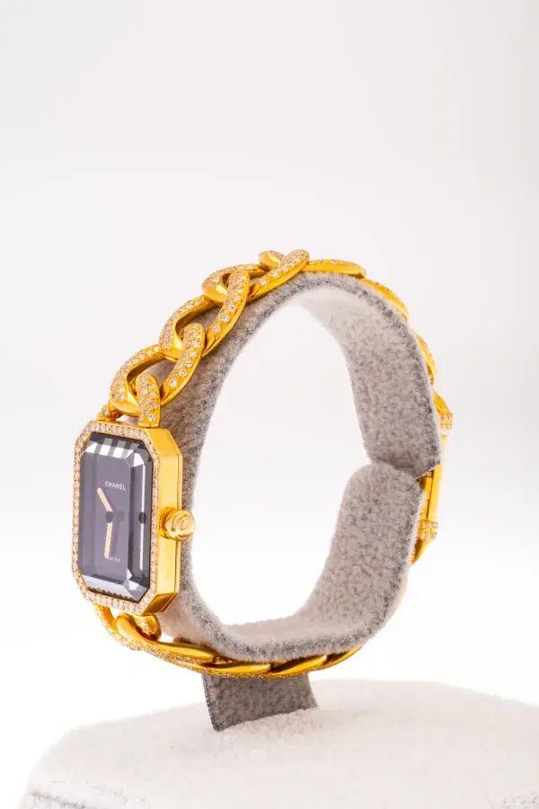 Chanel Premiere 18k Gold and 3.9 ct Diamond Pave Watch