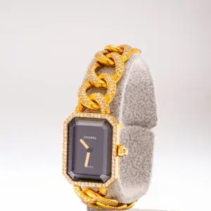 Chanel Premiere 18k Gold and 3.9 ct Diamond Pave Watch