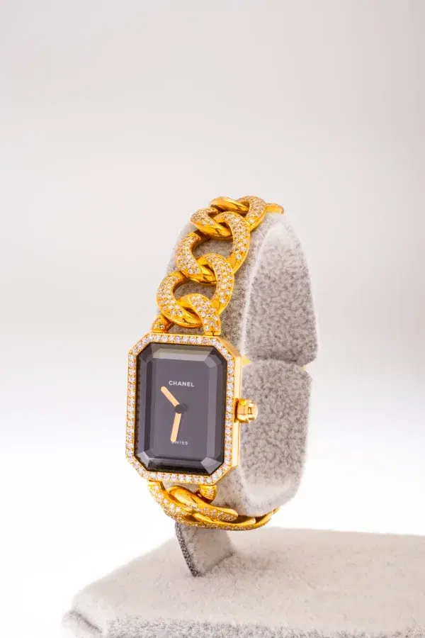 Chanel Premiere 18k Gold and 3.9 ct Diamond Pave Watch