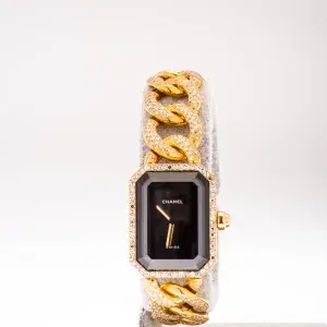 Chanel Premiere 18k Gold and 3.9 ct Diamond Pave Watch