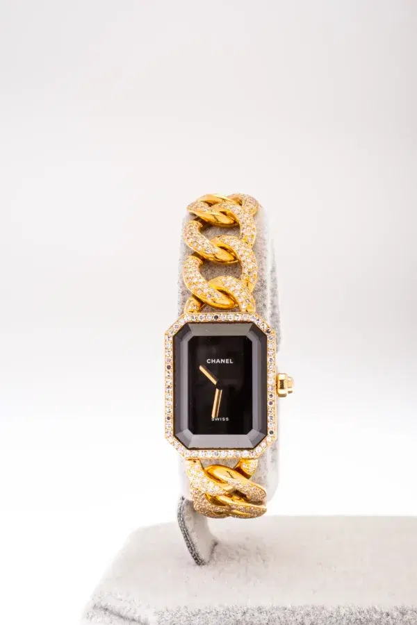 Chanel Premiere 18k Gold and 3.9 ct Diamond Pave Watch