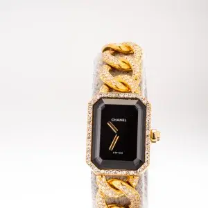 Chanel Premiere 18k Gold and 3.9 ct Diamond Pave Watch