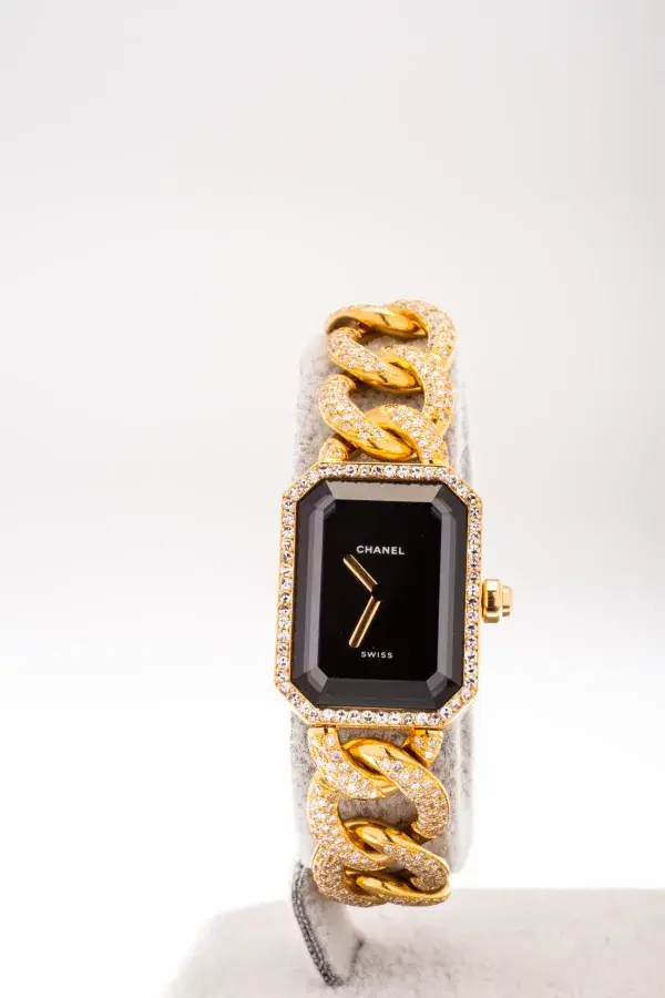 Chanel Premiere 18k Gold and 3.9 ct Diamond Pave Watch