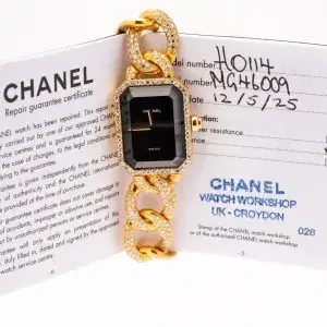Chanel Premiere 18k Gold and 3.9 ct Diamond Pave Watch