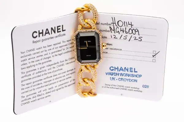 Chanel Premiere 18k Gold and 3.9 ct Diamond Pave Watch