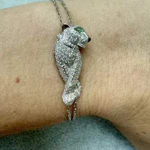 Cartier ‘Panthere’ Diamond Sapphire 18k White Gold Bracelet