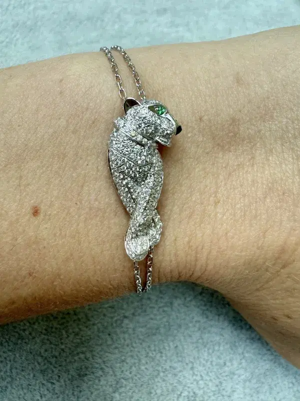 Cartier ‘Panthere’ Diamond Sapphire 18k White Gold Bracelet