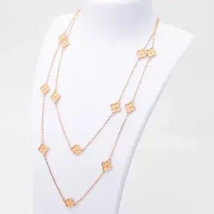 Van Cleef & Arpels Sweet Alhambra Long Necklace, 16 Motifs 18k Rose Gold