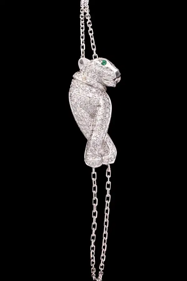 Cartier ‘Panthere’ Diamond Sapphire 18k White Gold Bracelet